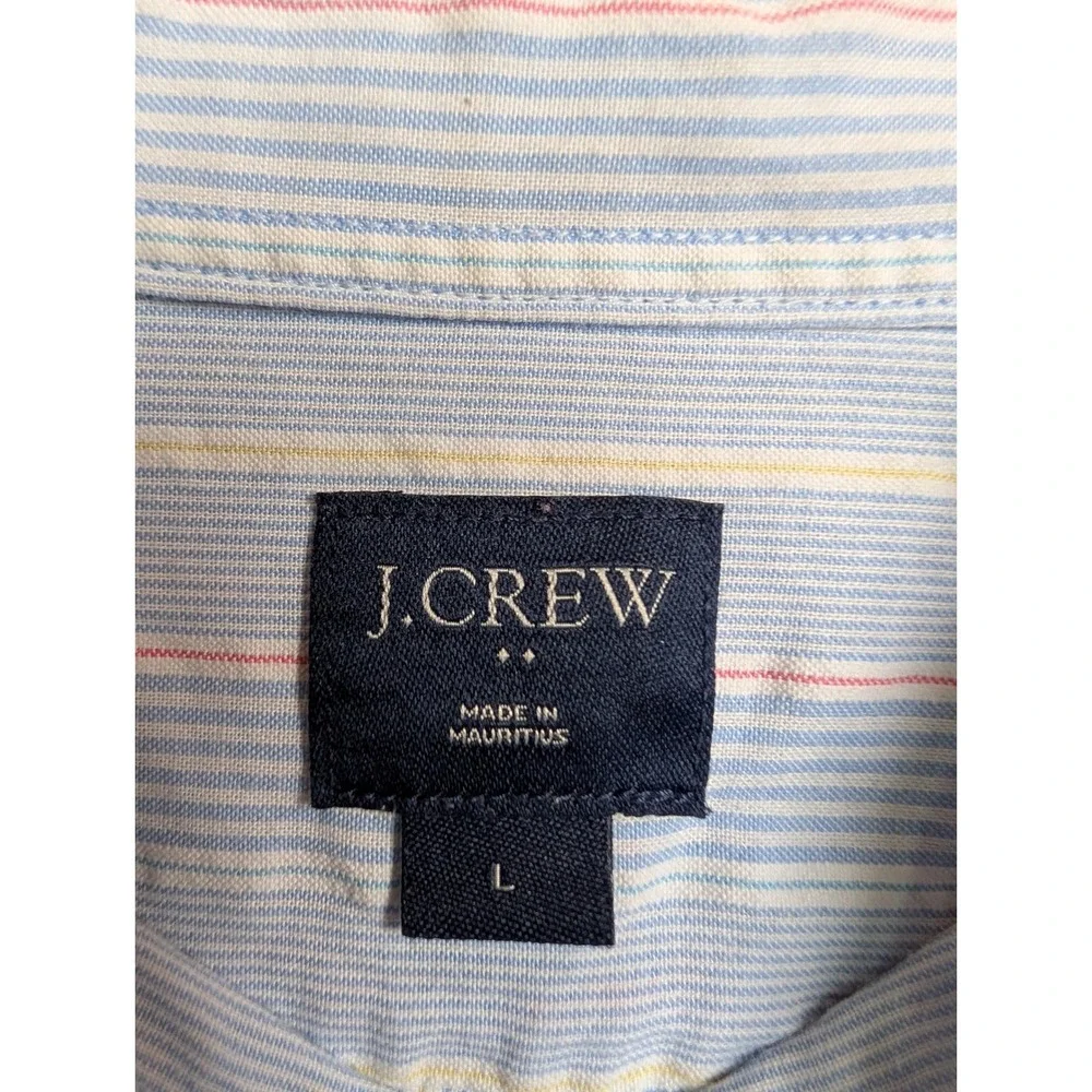 J.Crew Mens Large Light Blue White Striped‎ Long Sleeve Button Down Shirt L